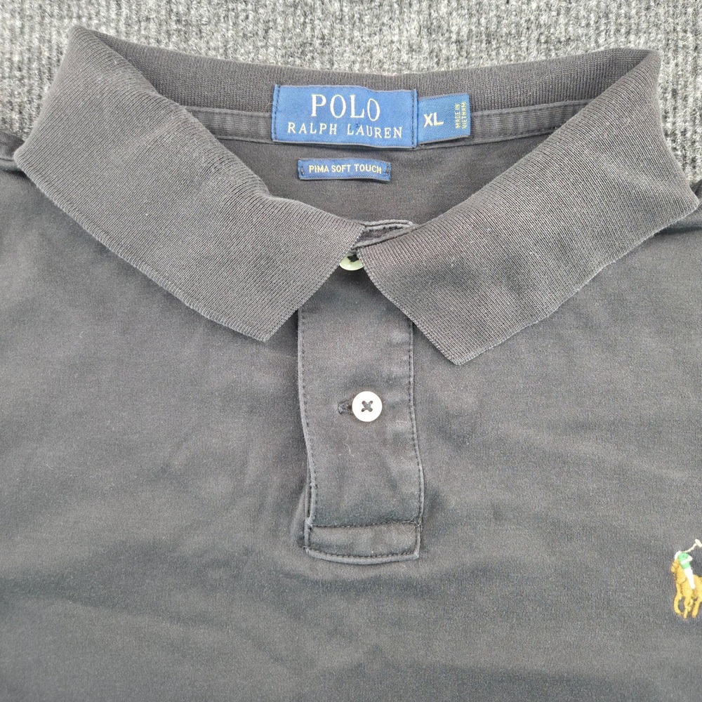 Polo Ralph Lauren Mens XL Pima Soft‎ Touch Polo Shirt Black SS Pony Logo